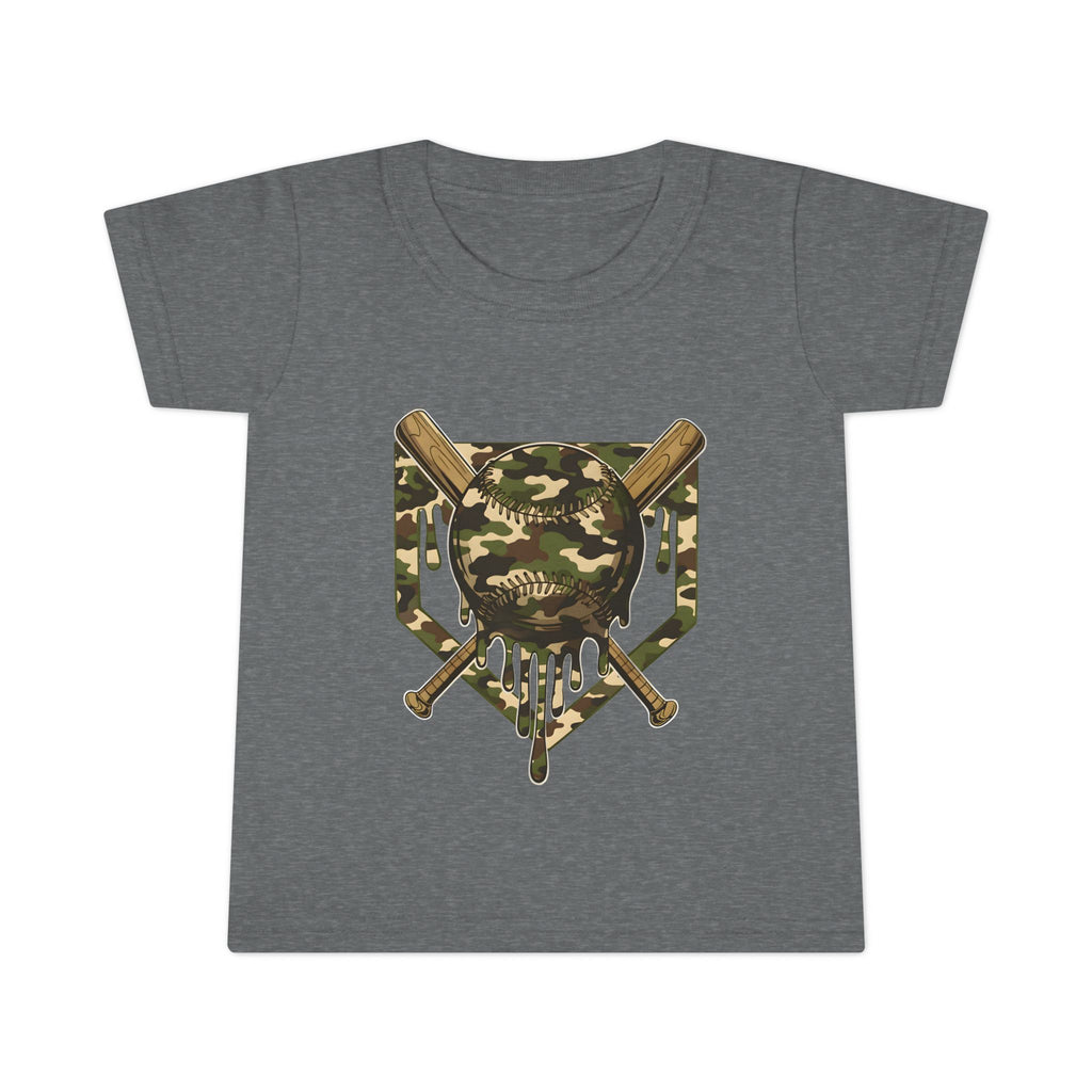 Toddler T-Shirt — Camo Skull & Crossed Bats Graphic