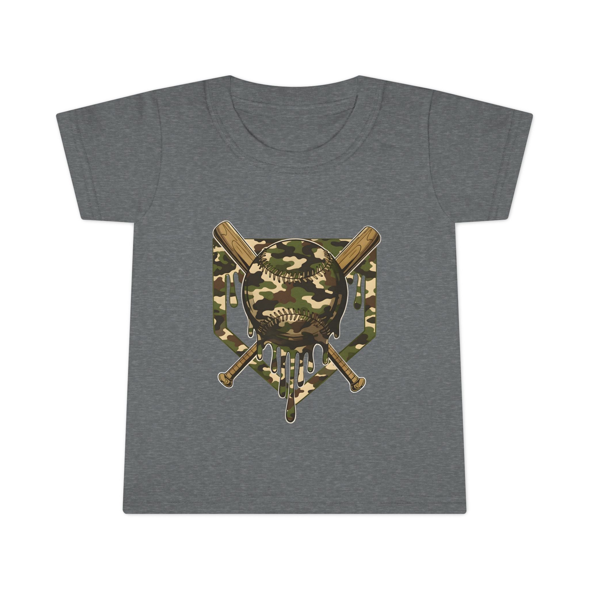 Toddler T-Shirt — Camo Skull & Crossed Bats Graphic
