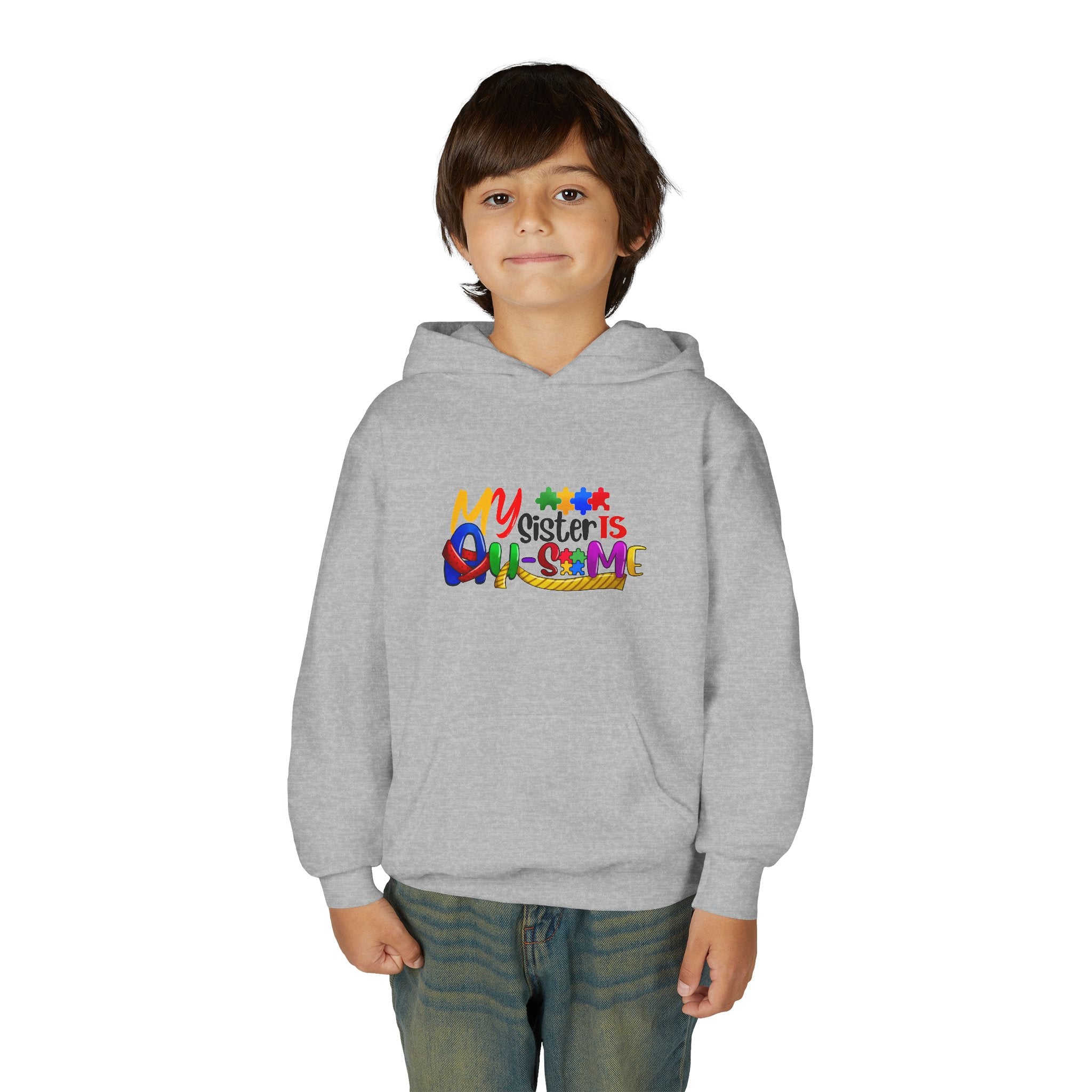 Youth Hoodie — "My Sister is Awesome" Colorful Kids Pullover