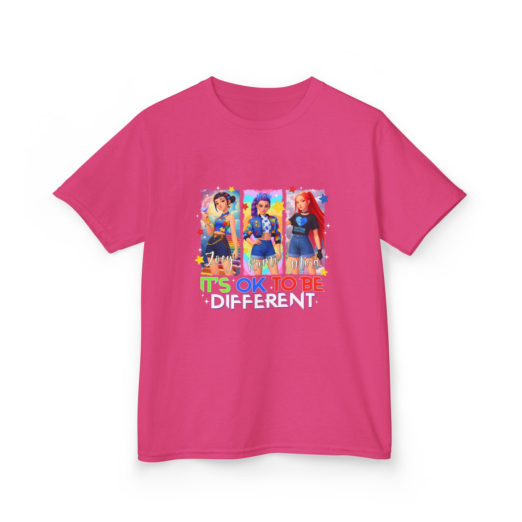 Kids Tee — "It's OK to Be Different" Colorful Pride Graphic