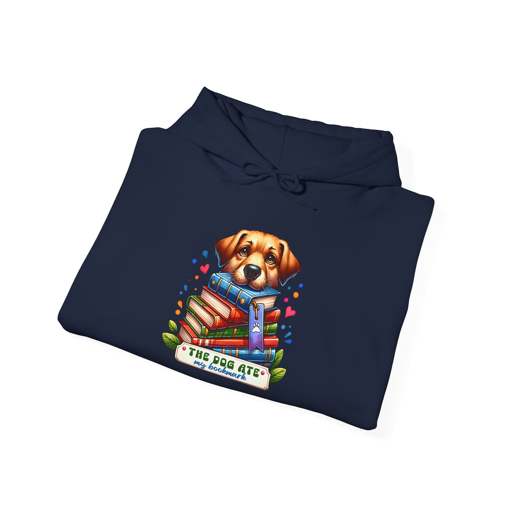 Dog Mom Hoodie — Cute Puppy Reading Books "The Dog Ate" Graphic Sweatshirt