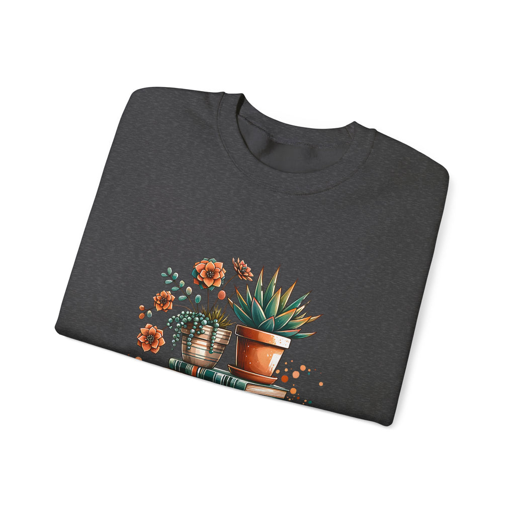 Booklover Sweatshirt — “Just a Girl Who Loves Books” Floral Plants & Stacks Crewneck