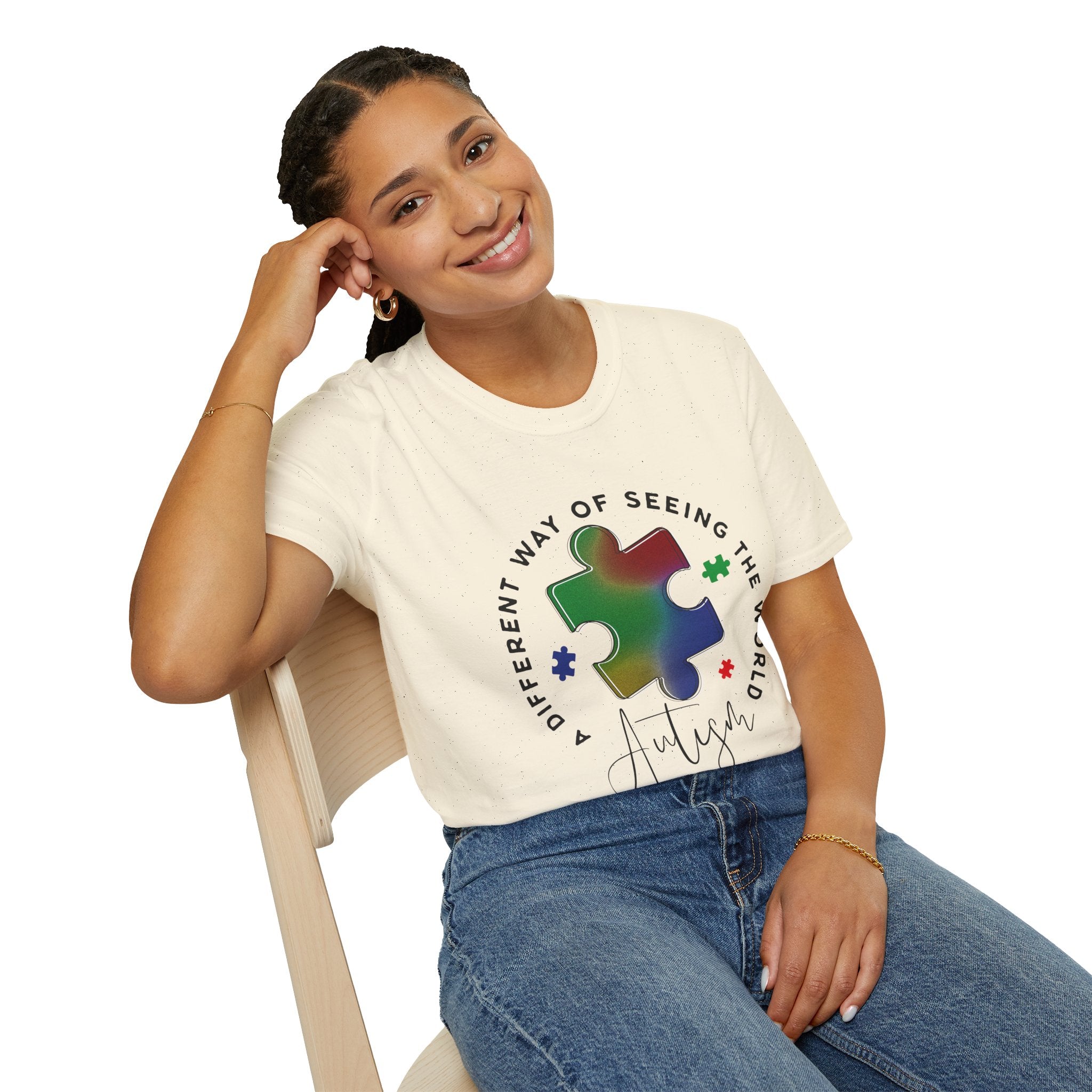 Autism Awareness T-Shirt – 'A Different Way of Seeing the World' Puzzle Heart Tee