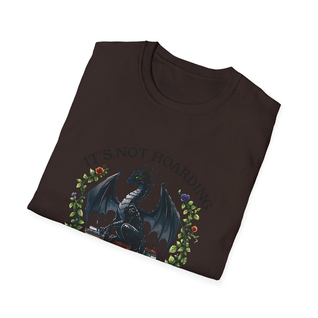 Dragon Reading T-Shirt — "It's Not Hoarding If It's Books" Book Lover Tee