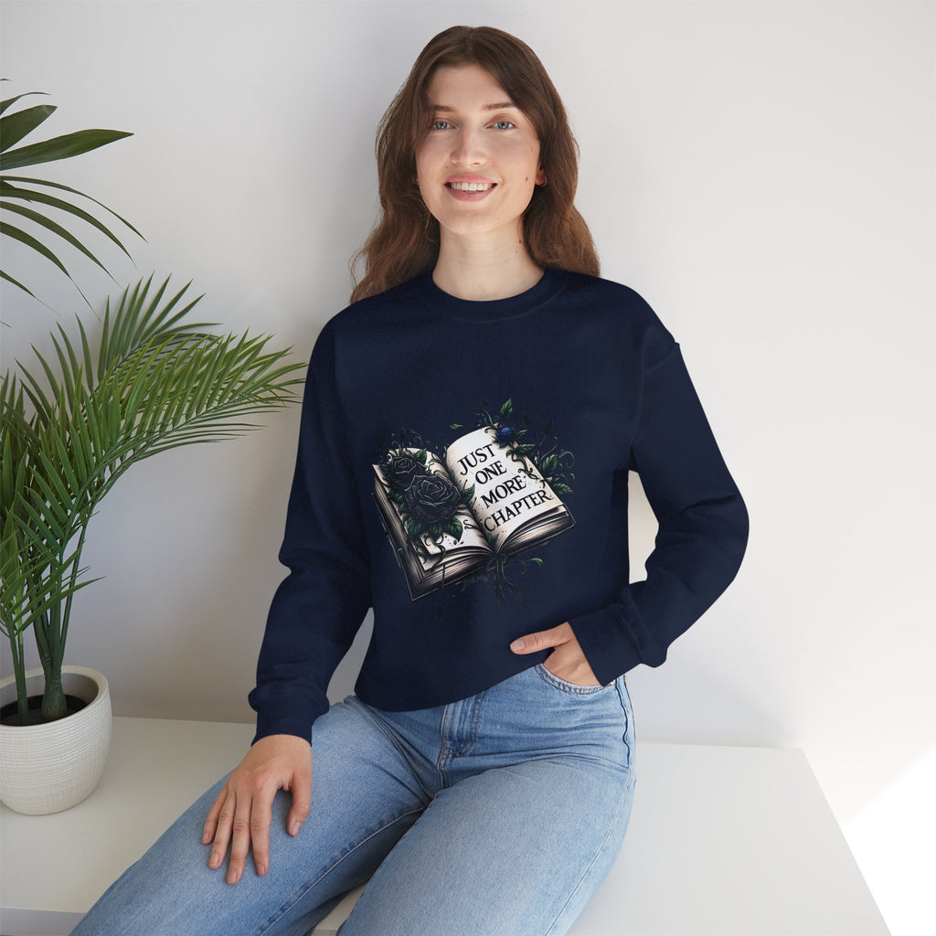 Book Lover Sweatshirt — "Just One More Chapter" Cozy Reader Crewneck