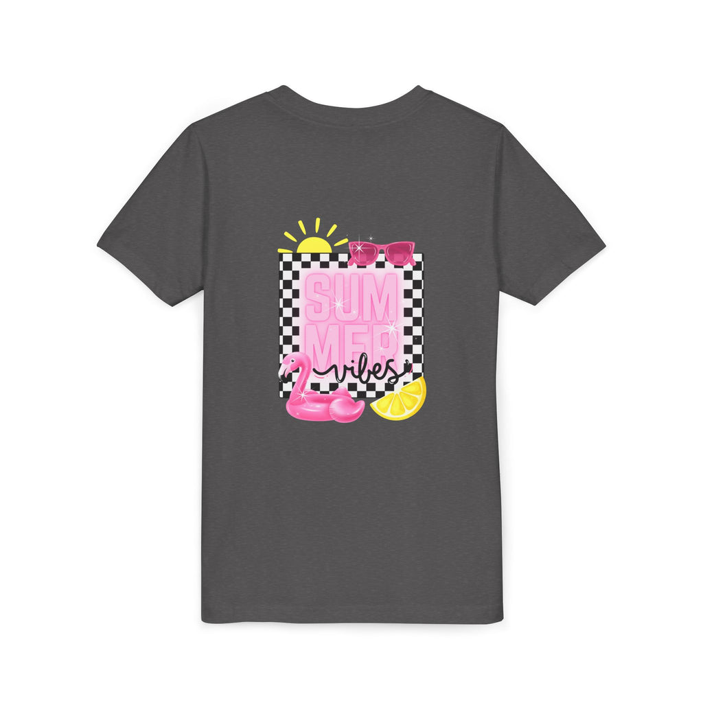 Youth Tee — "SUMMER Vibes" Pink Floaty Checkerboard Kids T-Shirt