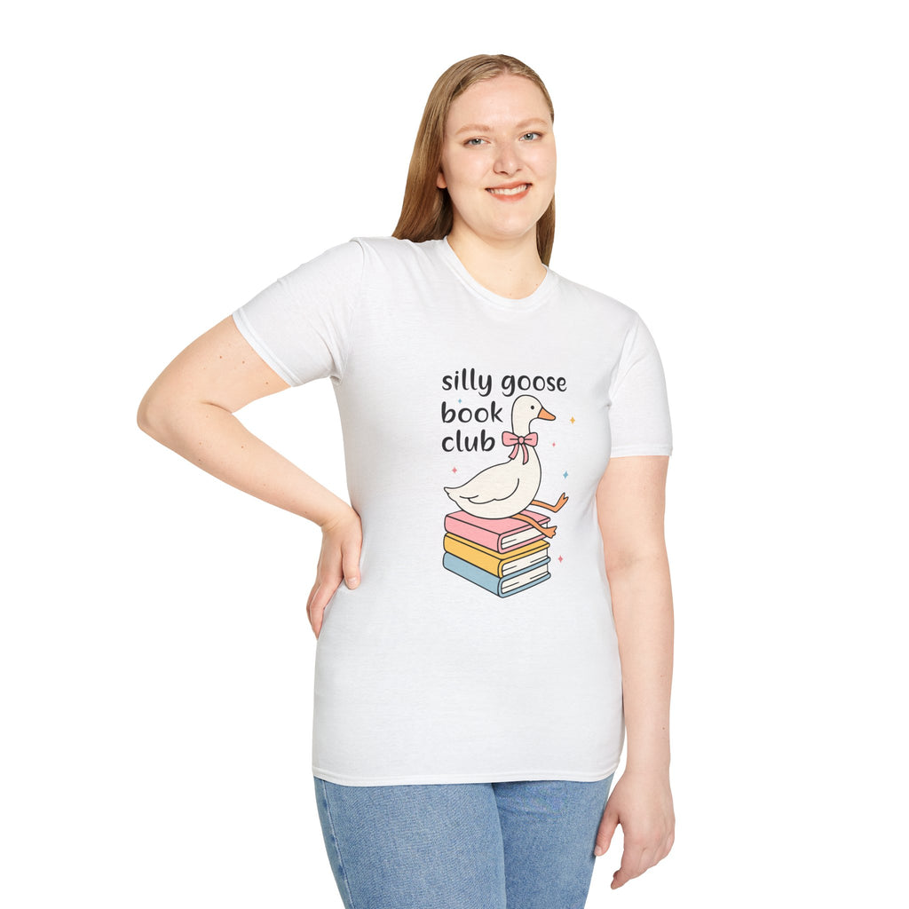 Silly Goose Book Club T-Shirt — Cute Reading Tee with Goose on Books
